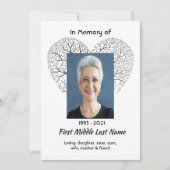 Celebration of Life Service Tree Life Heart Love 招待状 (正面)