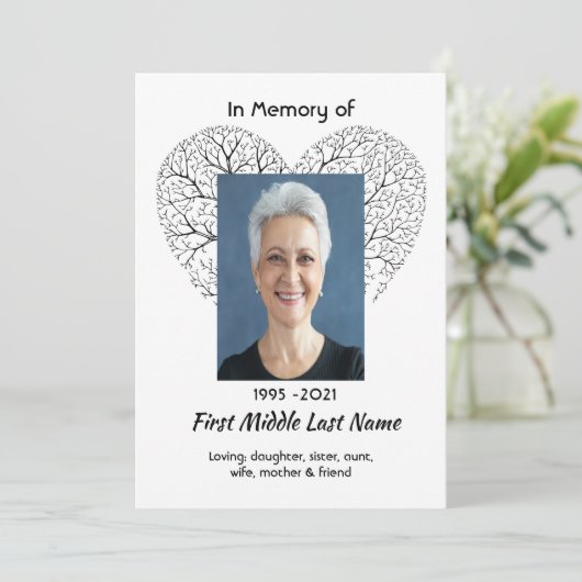 Celebration of Life Service Tree Life Heart Love 招待状 (スタンド正面)