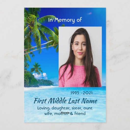 Celebration of Life Service Tropical Beach Exotic 招待状 (裏面)