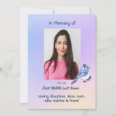 Celebration of Life Service Watercolor Bluejay 招待状 (正面)