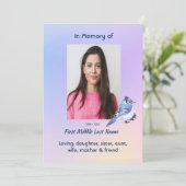 Celebration of Life Service Watercolor Bluejay 招待状 (スタンド正面)