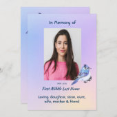 Celebration of Life Service Watercolor Bluejay 招待状 (正面/裏面)