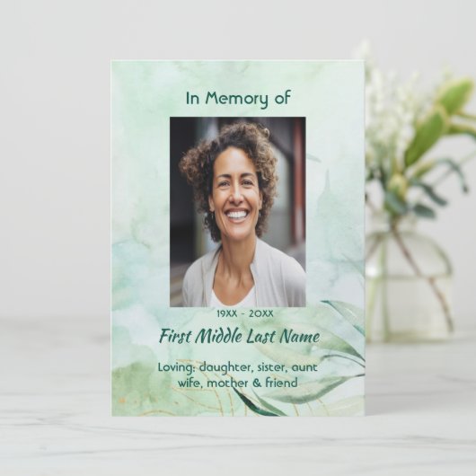 Celebration of Life Service Watercolor Foliage  招待状 (スタンド正面)