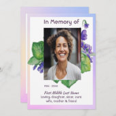 Celebration of Life Service Watercolor Wild Violet 招待状 (正面/裏面)