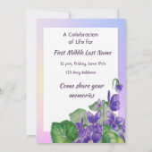 Celebration of Life Service Watercolor Wild Violet 招待状 (裏面)