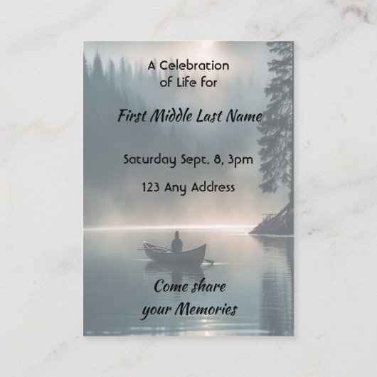 Celebration of Life Service Wilderness Lake Canoe 名刺 (裏面)