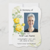 Celebration of Life Service Yellow Roses Flowers 招待状 (裏面)