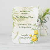 Celebration of Life Service Yellow Roses Flowers 招待状 (スタンド正面)