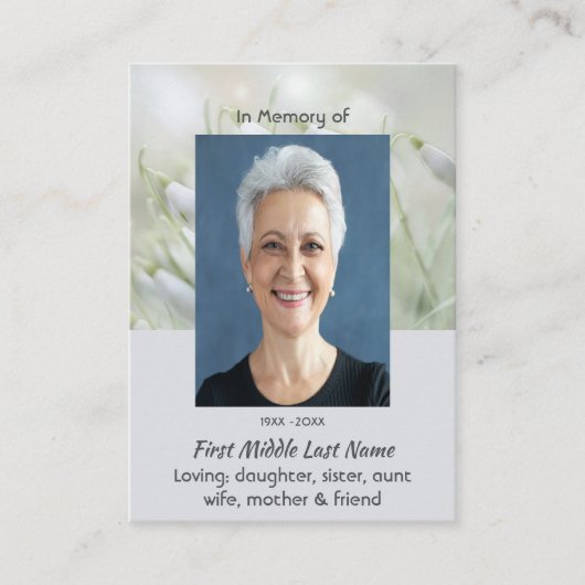  Celebration of Life  Snowdrop Flowers 名刺 (正面)