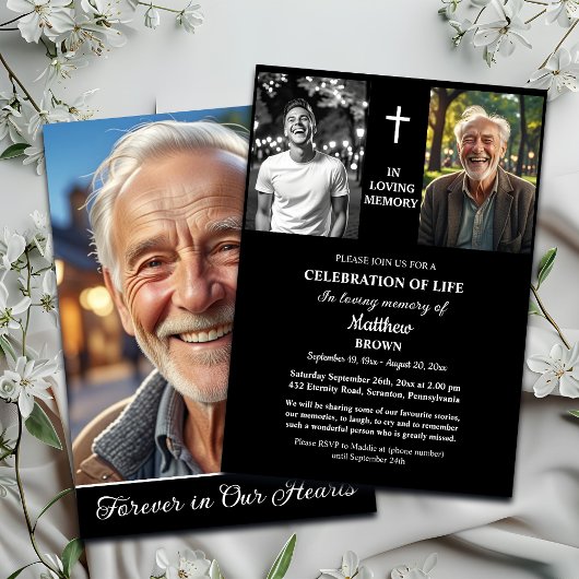 Celebration Of Life Then And Now 3 Photos Funeral 招待状