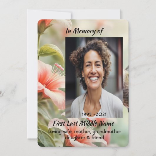 Celebration of Life Tropical Flower Hummingbird 招待状 (正面)