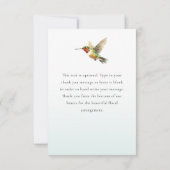 Celebration of Life Wildflowers Hummingbird サンキューカード (裏面)