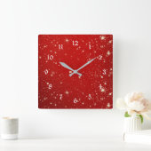 Celebration red スクエア壁時計 (ホーム)