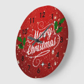 Celebration Red, Merry Christmas ラージ壁時計 (傾斜)