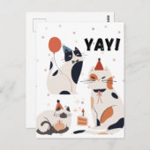 "Celebratory Cats Party Card" ポストカード (正面/裏面)