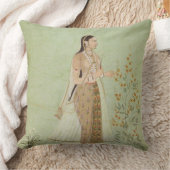 Celedon緑のMughalの女性、庭の装飾用クッション クッション (ブランケット)