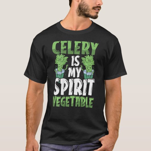 Celery Is My Spirit Vegetable Backprint Vegetable Tシャツ (正面)