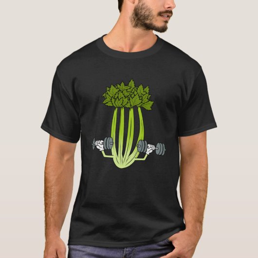 Celery Lifting Weights Bodybuilding Leek Tシャツ (正面)