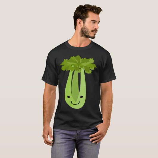 Celery Makes Me Smile Vegetables Leek Healthy Tシャツ (正面フル)
