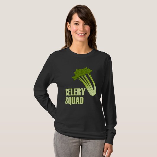 Celery Squad Vegetables Healthy Leeks Tシャツ (正面フル)