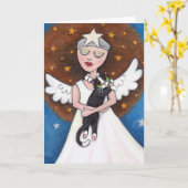 Celesteおよび彼女の猫-挨拶状 カード (黄色い花)