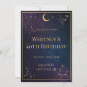 Celestial 40th Birthday Invitation | Elegant Gold 招待状 (正面)