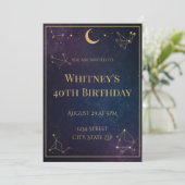 Celestial 40th Birthday Invitation | Elegant Gold 招待状 (スタンド正面)