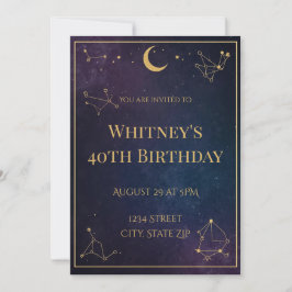 Celestial 40th Birthday Invitation | Elegant Gold 招待状