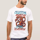 Celestial Anarchy: Triple-Headed Cosmic Dragon Tee Tシャツ (正面)