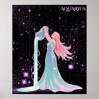 Celestial Aquarius – Astrology Art ポスター
