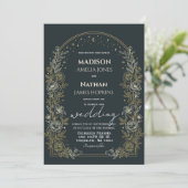 Celestial Arch Wedding Invitation Gold Frame 招待状 (スタンド正面)