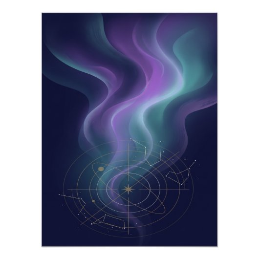 Celestial Aurora Constellation Wall Art ポスター (正面)