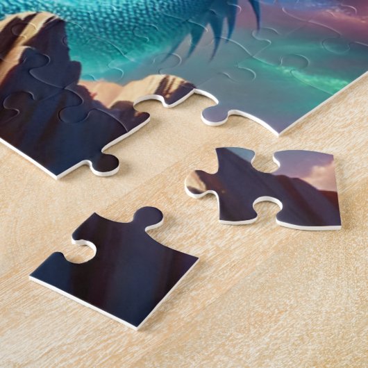 Celestial Aurora Dragon on Mountain Fantasy Art ジグソーパズル (側面)