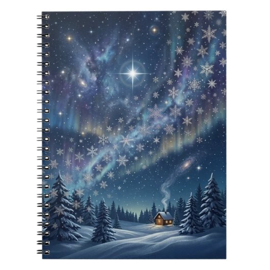 Celestial Aurora & Stars Winter Notebook ノートブック (正面)