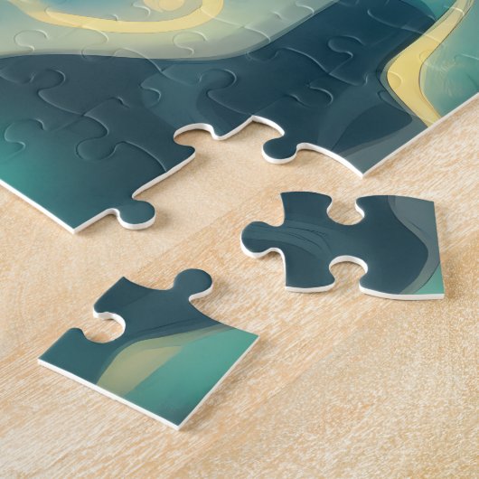 Celestial Azure Guardian Dragon with Glowing Eyes ジグソーパズル (側面)