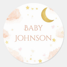 Celestial Baby Shower Favor Tag | Gold Star & Moon