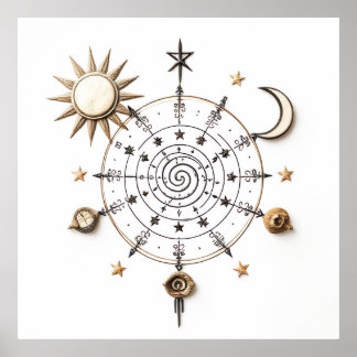 Celestial Balance Mandala Print ポスター