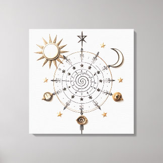 Celestial Balance Mandala Stretched Canvas Print キャンバスプリント
