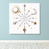 Celestial Balance Mandala Stretched Canvas Print キャンバスプリント (インサイチュ (ウッドフロア))