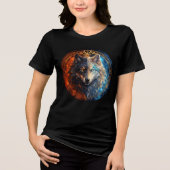 Celestial Balance Wolf – Fire and Ice トライブレンドTシャツ (正面)