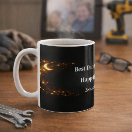 Celestial Best Dad Mug Black Gold Keepsake Gift コーヒーマグカップ