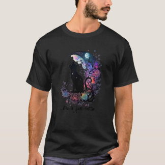 Celestial Black Cat Gazing At Full Moon Pretty Kit Tシャツ