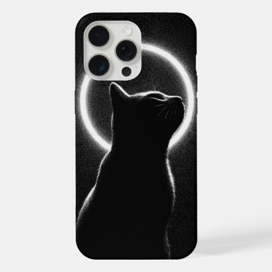 Celestial Black Cat Lunar Halo Phone Case iPhoneケース (裏面)