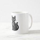 Celestial Black Cat with Crescent Moon | Mystical コーヒーマグカップ (正面右)
