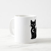 Celestial Black Cat with Crescent Moon | Mystical  コーヒーマグカップ (正面左)