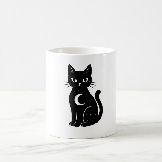 Celestial Black Cat with Crescent Moon | Mystical コーヒーマグカップ (中央)