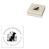 Celestial Black Lab Floral Return Address Stamp ラバースタンプ (押印)