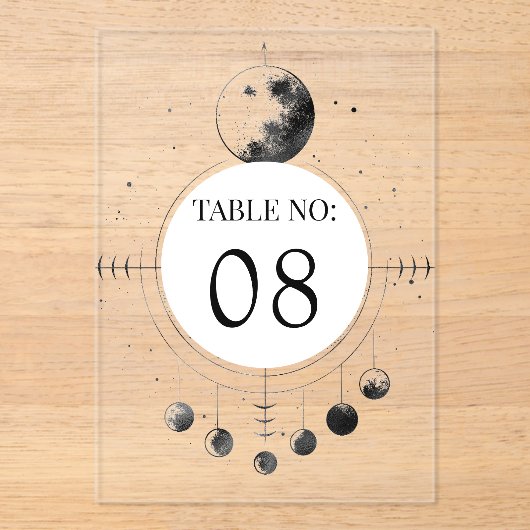 Celestial Black Moon Wedding Acrylic Table Number アクリル招待状 (正面)