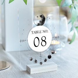Celestial Black Moon Wedding Acrylic Table Number アクリル招待状
