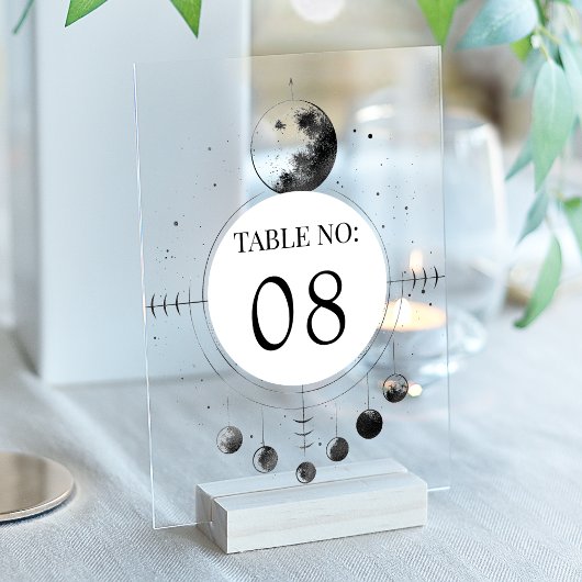 Celestial Black Moon Wedding Acrylic Table Number アクリル招待状